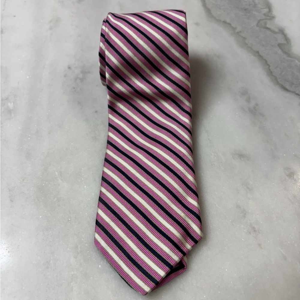 Robert Talbott Pink and Navy Striped‎ Tie